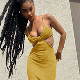 Robe longue en tricot découpé Tulum